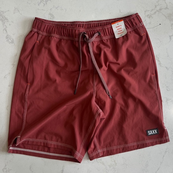 Saxx Oh Buoy 2N1 Stretch Swim Volley 7" with liner. NWT size S. Rust color - Picture 2 of 3